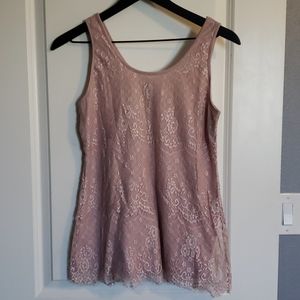 Maurices Small Mauve Lace Overlay Tank Top